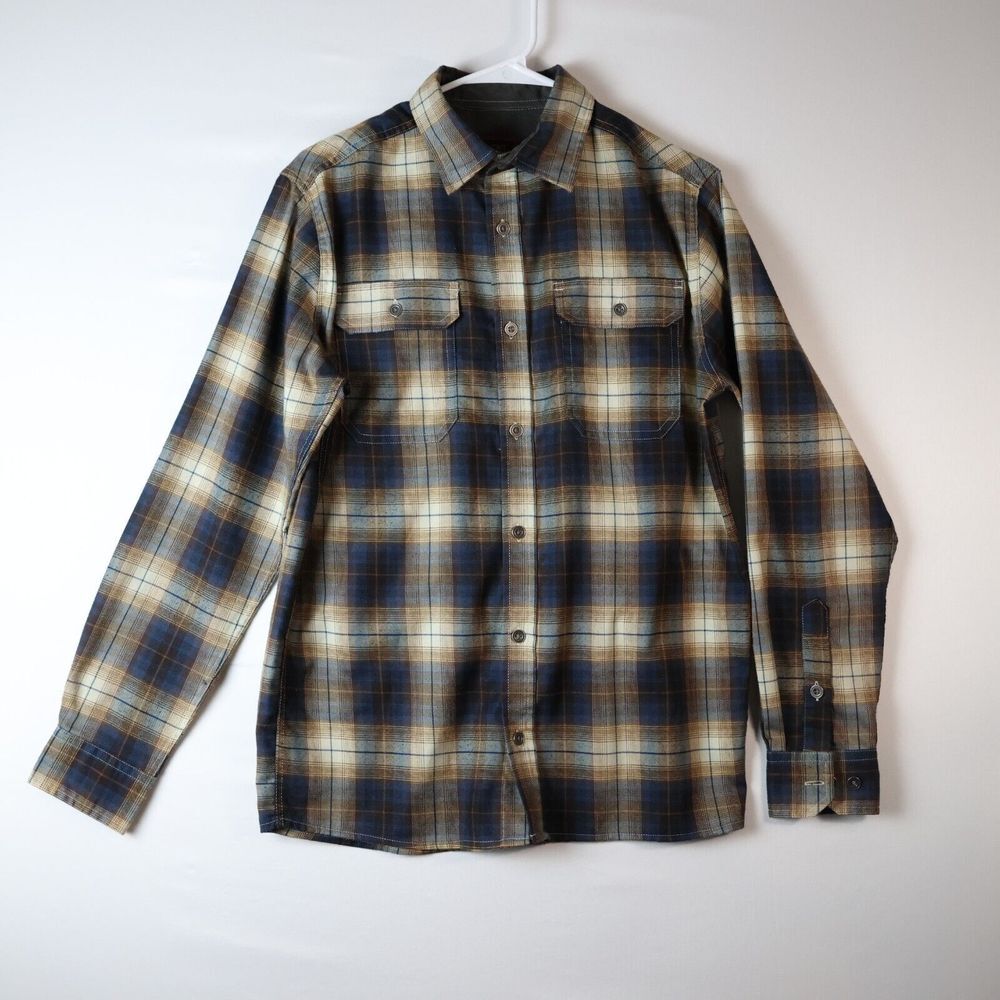 Swiss Tech Mens Black/Yellow Plaid Button Up Long Sleeve Casual Flannel Sz Small